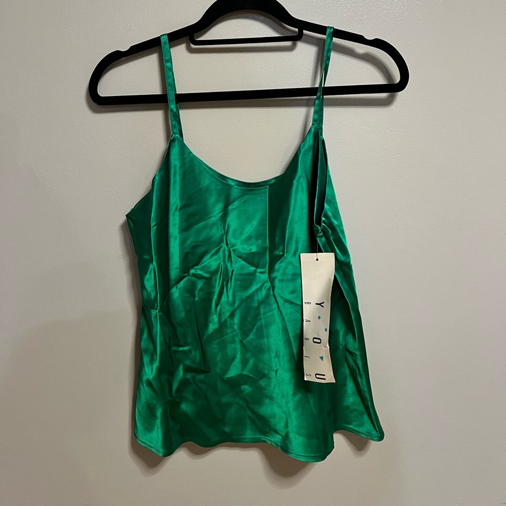 NWT Emerald Green Silk Top - Size Small